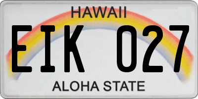 HI license plate EIK027