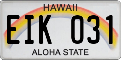 HI license plate EIK031