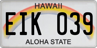 HI license plate EIK039