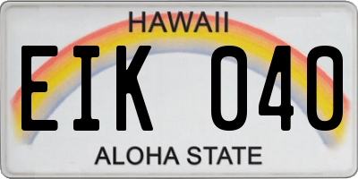 HI license plate EIK040