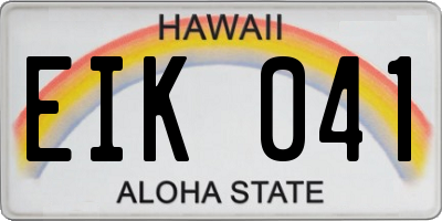 HI license plate EIK041
