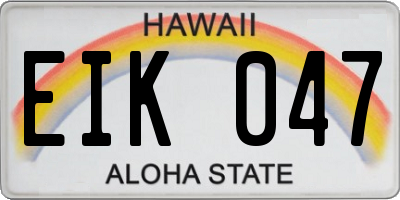 HI license plate EIK047