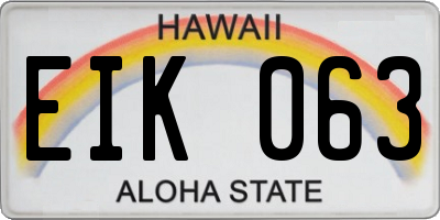HI license plate EIK063