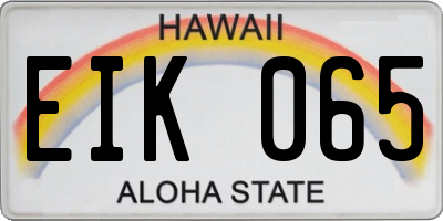 HI license plate EIK065