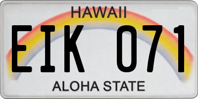 HI license plate EIK071