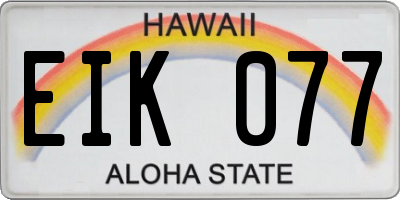 HI license plate EIK077