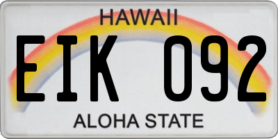 HI license plate EIK092