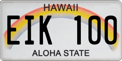 HI license plate EIK100