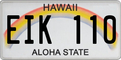 HI license plate EIK110