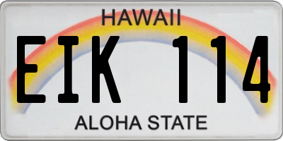 HI license plate EIK114