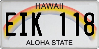 HI license plate EIK118