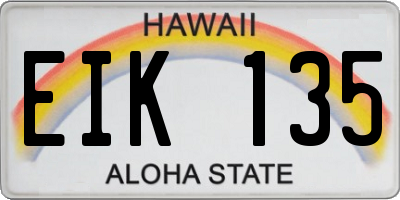 HI license plate EIK135