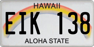 HI license plate EIK138
