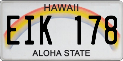 HI license plate EIK178