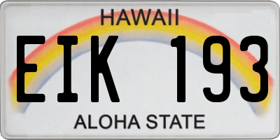 HI license plate EIK193