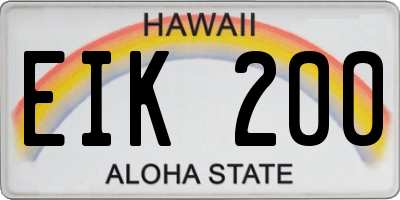 HI license plate EIK200