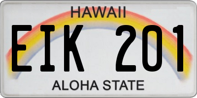 HI license plate EIK201
