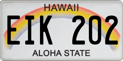 HI license plate EIK202