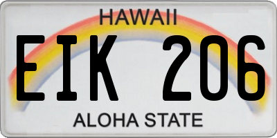 HI license plate EIK206