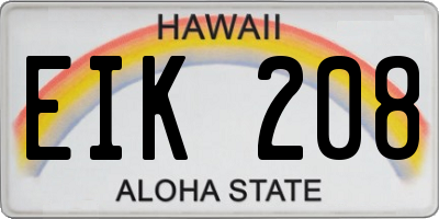 HI license plate EIK208