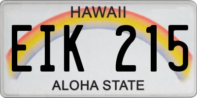 HI license plate EIK215