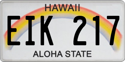 HI license plate EIK217