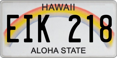 HI license plate EIK218