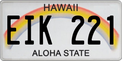HI license plate EIK221