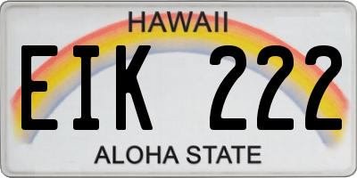 HI license plate EIK222