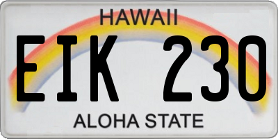 HI license plate EIK230