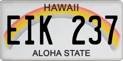 HI license plate EIK237