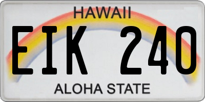 HI license plate EIK240