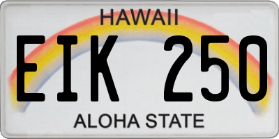 HI license plate EIK250