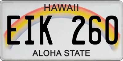 HI license plate EIK260