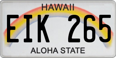 HI license plate EIK265