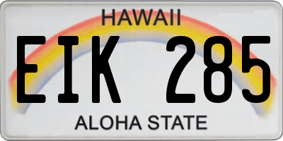 HI license plate EIK285