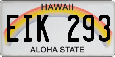 HI license plate EIK293