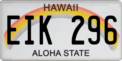 HI license plate EIK296