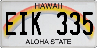 HI license plate EIK335