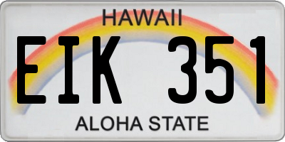 HI license plate EIK351