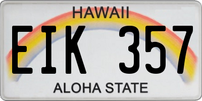 HI license plate EIK357