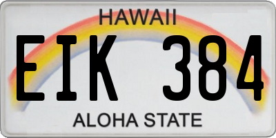 HI license plate EIK384
