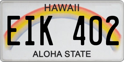 HI license plate EIK402