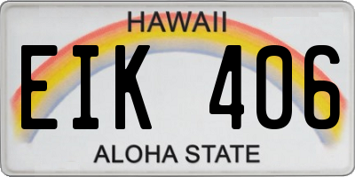 HI license plate EIK406