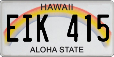 HI license plate EIK415