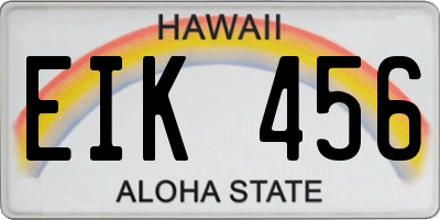 HI license plate EIK456
