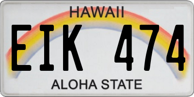 HI license plate EIK474