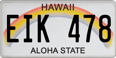 HI license plate EIK478