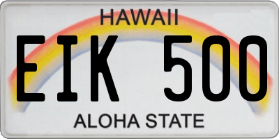 HI license plate EIK500