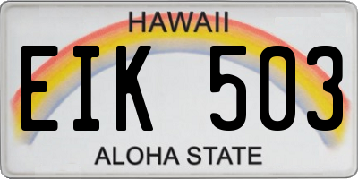 HI license plate EIK503